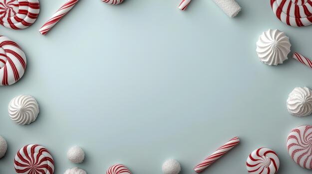 Christmas candy on a blue background 3d rendering photo