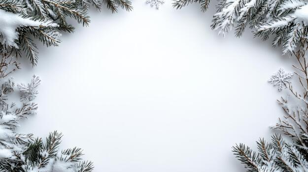 Christmas frame with snowflakes on white background photo