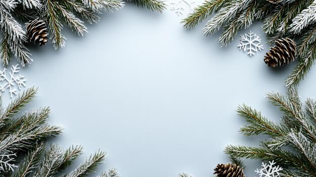 Navidad árbol ramas y copos de nieve en un blanco antecedentes foto