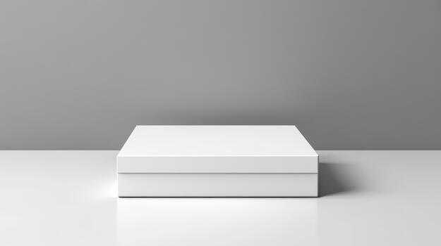 White box on a table with a gray background photo