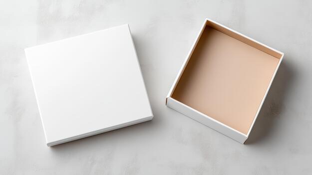 Open white box mockup on white background photo