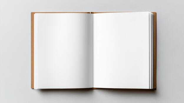 An open blank book on a white background photo