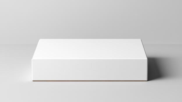 White box with a wooden base on a plain surface photo