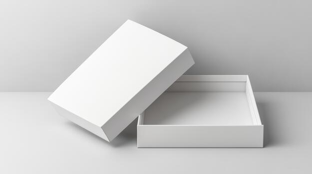 White box with lid on a table photo