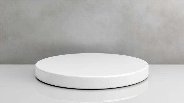 un blanco redondo mesa con un blanco superficie foto