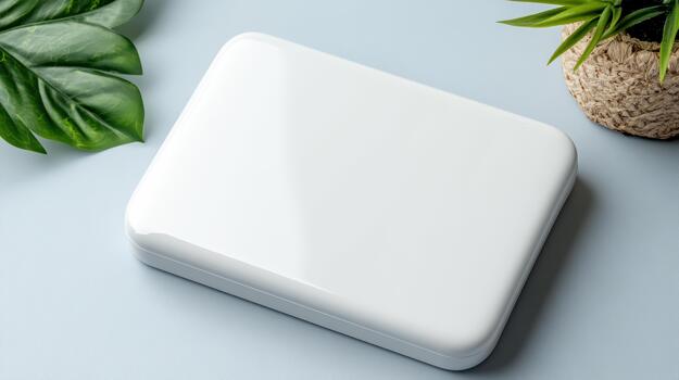 White simple compact case mock up gentle light gradient calm product presentation photo