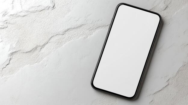 White smartphone mockup on textured stone surface with calm minimalist mood photo