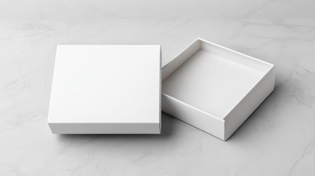White box mockup on marble background 3d render photo