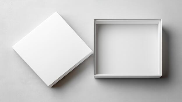 An open white box with a square cut out in it photo