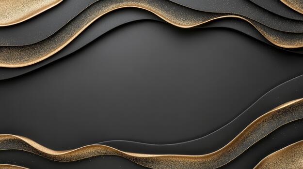 Black and gold waves on a black background photo