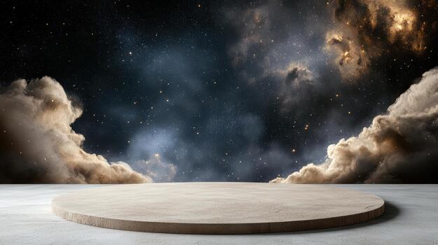 An empty table with clouds in the background photo