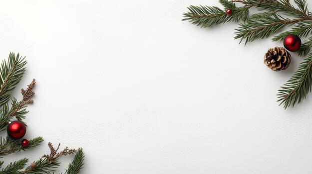 Navidad árbol ramas y rojo pelotas en un blanco antecedentes foto
