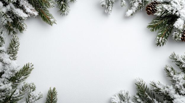 Christmas tree with snow on white background photo