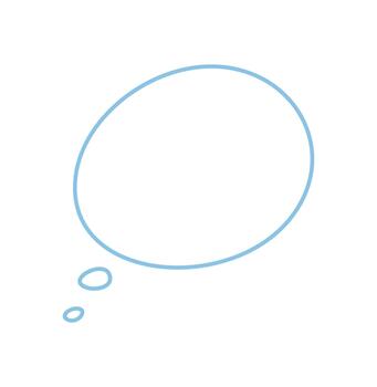 Hand drawn organic round speech bubble outline as icon. Blue cloud box for question or comment and chat thought. Minimal abstract bubble symbol, isolated for speech, box message and cloud idea. vector