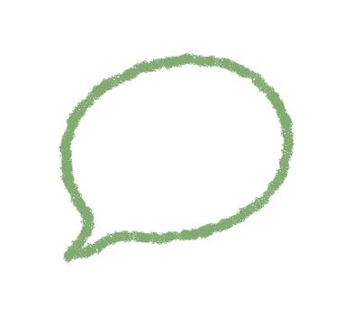 Hand drawn talk bubble outline in organic round crayon sketch style. Speech balloon and chat comment element, with subtle rectangle form, for creative communication and playful graphic concepts. vector
