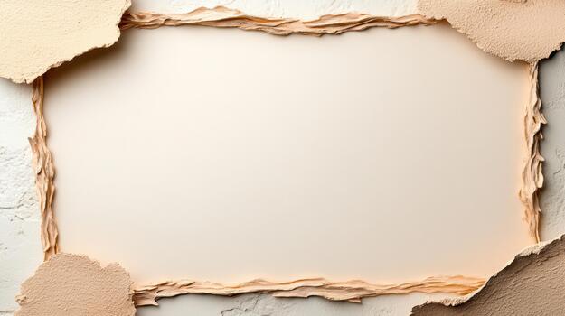 A torn paper on a wall with a hole in it photo