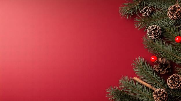 Christmas tree and red background photo