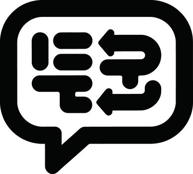 Speech bubble with list and repeating arrows icon vector