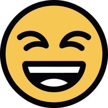 Joyful face with closed eyes and wide open mouth vector