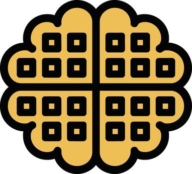 Simple heart shaped waffle icon with grid pattern vector
