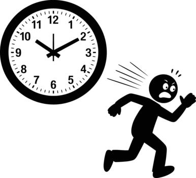 Man running late against a clock vector