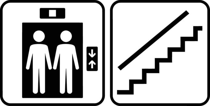 Elevator and staircase icons for building navigation vector