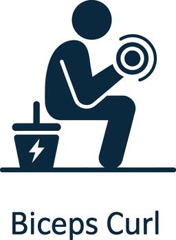 Silhouette of a person performing a seated biceps curl with a dumbbell vector