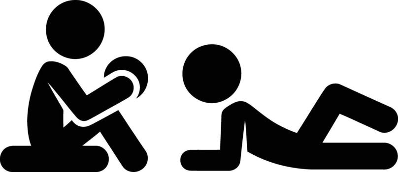 Two stick figures performing different exercises vector