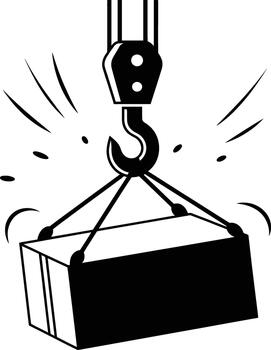 grua gancho levantamiento pesado rectangular objeto con suspendido carga vector