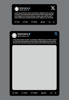 Set of x or twitter post mockup with editable text vector