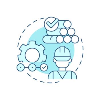 Process metallurgy soft blue concept icon. Metallurgical engineering. Converting raw ores into finished metal products. Round shape line illustration. Abstract idea. Graphic design. Easy to use in vector