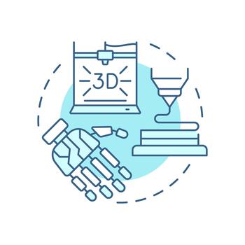 aditivo fabricación suave azul concepto icono. 3d impresión moderno producción técnica. agregando material capa por capa. redondo forma línea ilustración. resumen idea. gráfico diseño. fácil a utilizar en vector