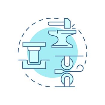 Formative manufacturing soft blue concept icon. Deformation based fabrication. Substance reshaping technology. Round shape line illustration. Abstract idea. Graphic design. Easy to use in vector