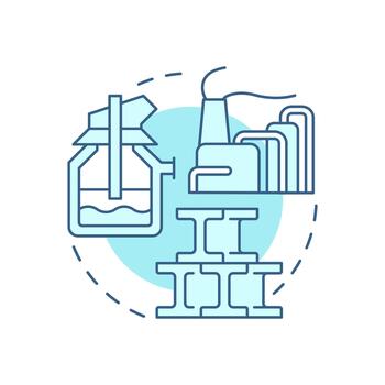 Basic oxygen furnace soft blue concept icon. Reduce carbon content and remove impurities. Steel manufacturing process. Round shape line illustration. Abstract idea. Graphic design. Easy to use in vector