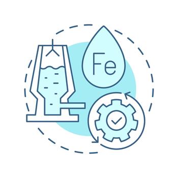 Ironmaking soft blue concept icon. Blast furnace. Ore converting into molten iron. Steel manufacturing process. Round shape line illustration. Abstract idea. Graphic design. Easy to use in vector