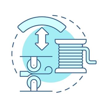 Ductility soft blue concept icon. Ability to stretch, bend and deform without breaking. Property of metal. Steelmaking. Round shape line illustration. Abstract idea. Graphic design. Easy to use in vector