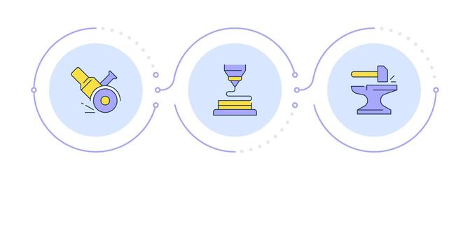 tipos de fabricación métodos infografía 3 pasos. metalúrgico industria trabajar. hierro haciendo. fluir gráfico infográfico. editable informacion gráficos íconos vector