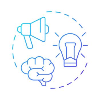 Need recognition blue gradient concept icon. Decision making, thinking. Advertising, idea. Round shape line illustration. Abstract idea. Graphic design. Easy to use in infographic, article vector