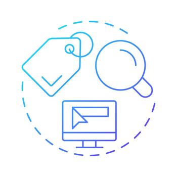 Information search blue gradient concept icon. Internet research, network. Customer service, ecommerce. Round shape line illustration. Abstract idea. Graphic design. Easy to use in infographic vector