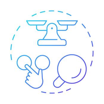 Alternatives evaluation blue gradient concept icon. Product comparison, customer experience. Round shape line illustration. Abstract idea. Graphic design. Easy to use in infographic, article vector