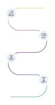 metal formando equipo infografía modelo. industrial producción. picar sierra. datos visualización con 4 4 pasos. proceso diseño. editable redondo opciones informacion gráficos vector