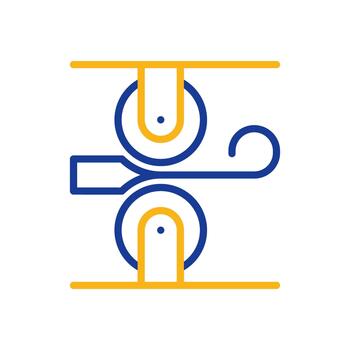 Rolling production two color line icon. Manufacturing process. Engineering, machinery. Processing mill bicolor outline symbol. Duotone linear pictogram. Isolated illustration. Editable stroke vector