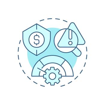 Risk management soft blue concept icon. Financial security. Business protection, insurance shield. Round shape line illustration. Abstract idea. Graphic design. Easy to use in infographic vector