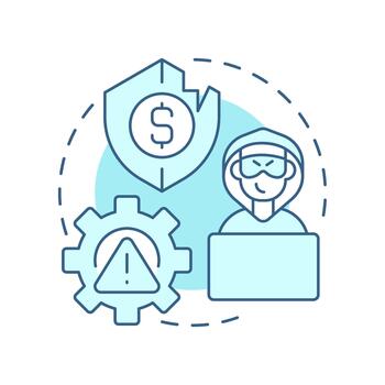 Operational risk soft blue concept icon. Insurance money shield. Financial security. Round shape line illustration. Abstract idea. Graphic design. Easy to use in infographic, presentation vector