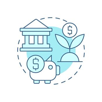 ahorros movilización suave azul concepto icono. dinero árbol. financiero instituciones redondo forma línea ilustración. resumen idea. gráfico diseño. fácil a utilizar en infografía, presentación vector
