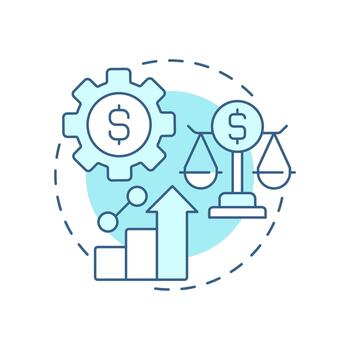 Monetary policy soft blue concept icon. Economical goals. Statistical chart, analytics. Round shape line illustration. Abstract idea. Graphic design. Easy to use in infographic, presentation vector