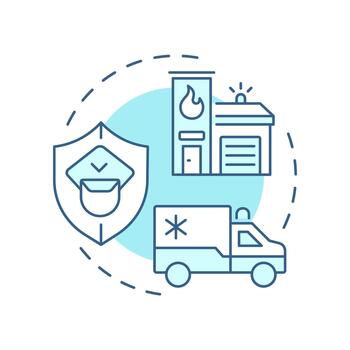 Public safety soft blue concept icon. Protection of people and property. Smart city infrastructure and services. Round shape line illustration. Abstract idea. Graphic design. Easy to use in booklet vector