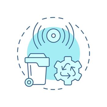 Smart waste management soft blue concept icon. Garbage recycling efficiently. City infrastructure and services. Round shape line illustration. Abstract idea. Graphic design. Easy to use in booklet vector