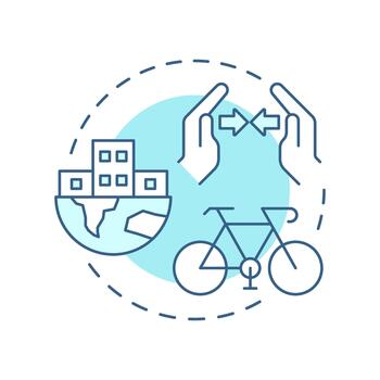 Compact city soft blue concept icon. High density mixed use neighborhoods. Sustainable urban development. Round shape line illustration. Abstract idea. Graphic design. Easy to use in booklet vector