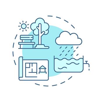 Green infrastructure soft blue concept icon. Areas on nature inside city. Sustainable urban development. Round shape line illustration. Abstract idea. Graphic design. Easy to use in booklet vector